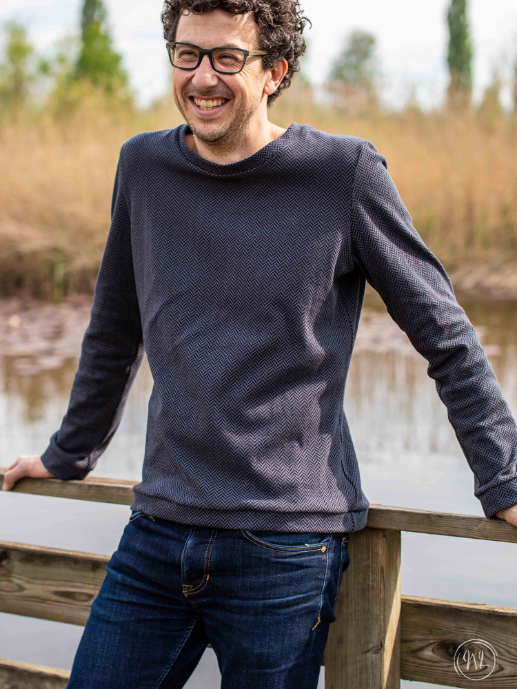 Stoffonkel • Bio-Jacquard • Fischgrät • schwarz (GOTS)