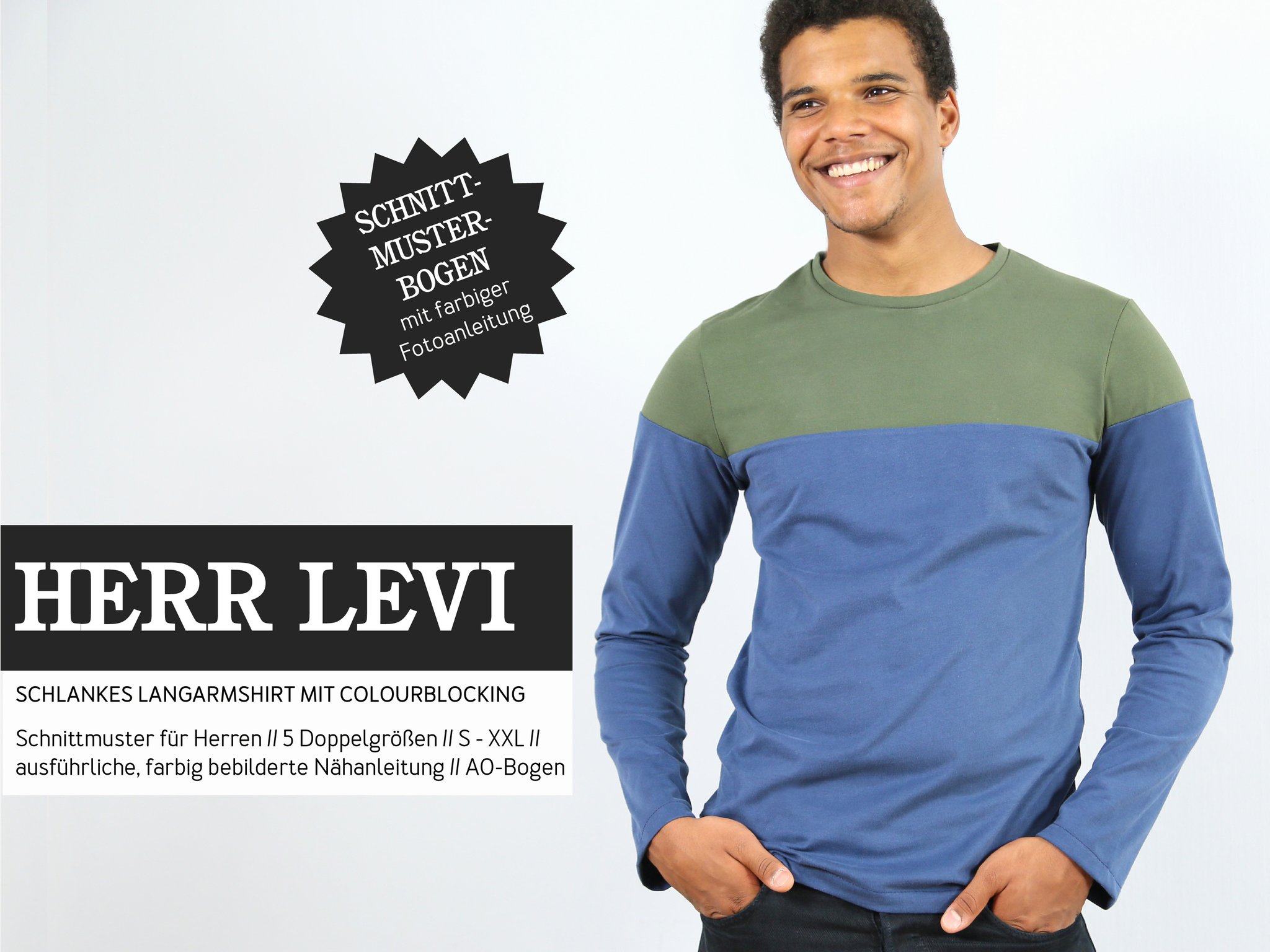 HERR LEVI • Langarmshirt mit Colourblocking, Papierschnitt, Deckblatt