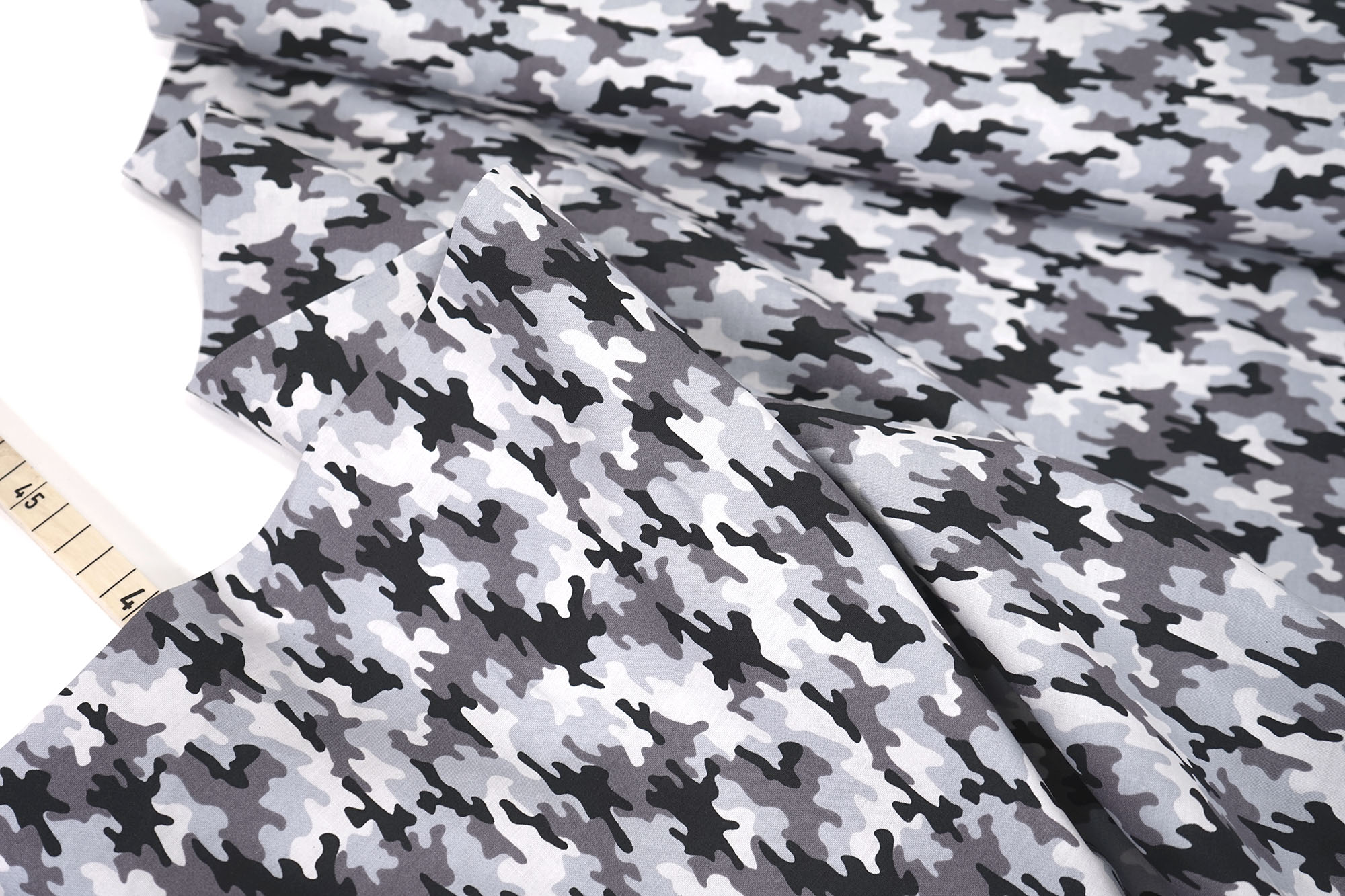 Baumwollstoff • Popeline • Grey Camouflage