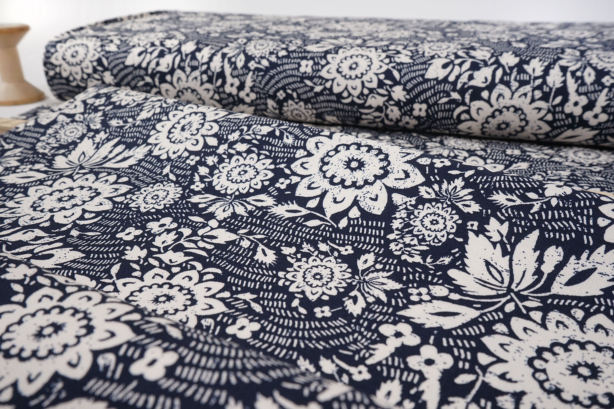 Windham Fabrics Sashiko Floral stitch 51810-2 Indigo by Whistler Studios