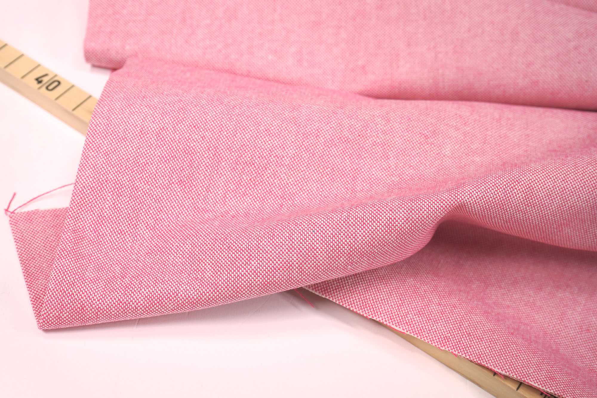 Baumwollstoff • Canvas • Chambray • weiß-pink