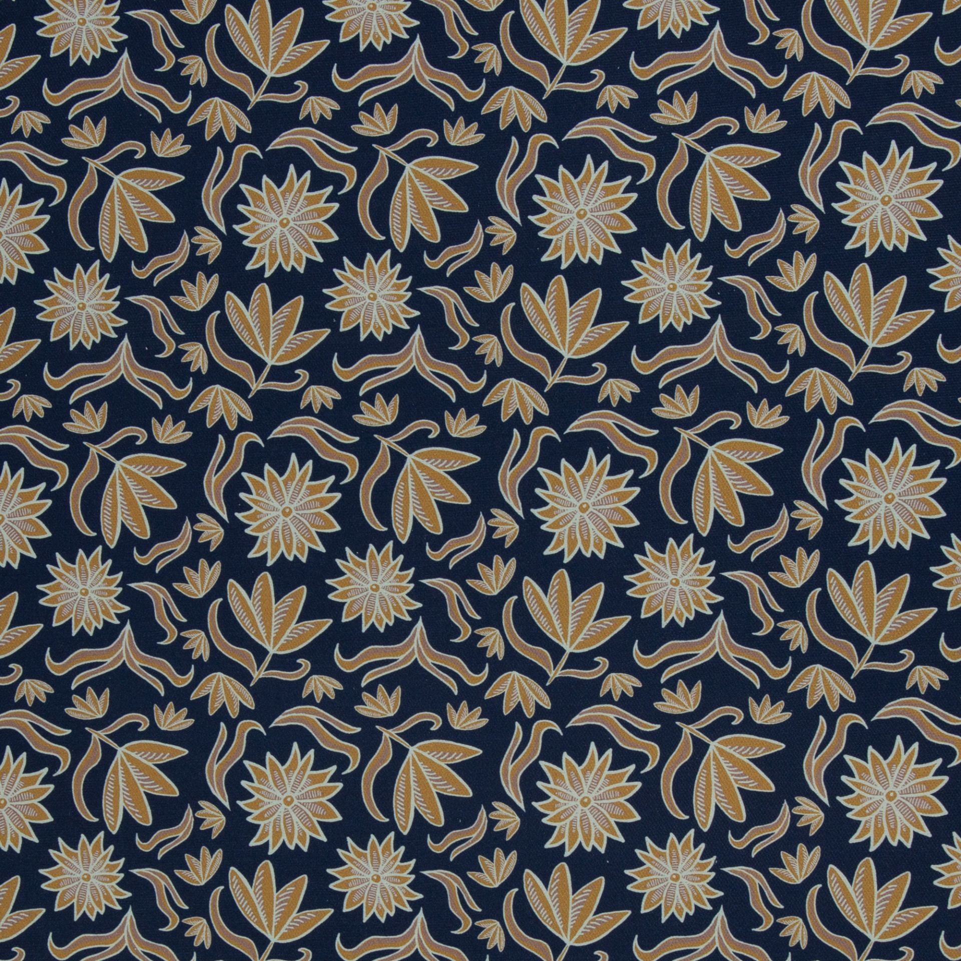 Baumwollcanvas • Retro Flowers • blau
