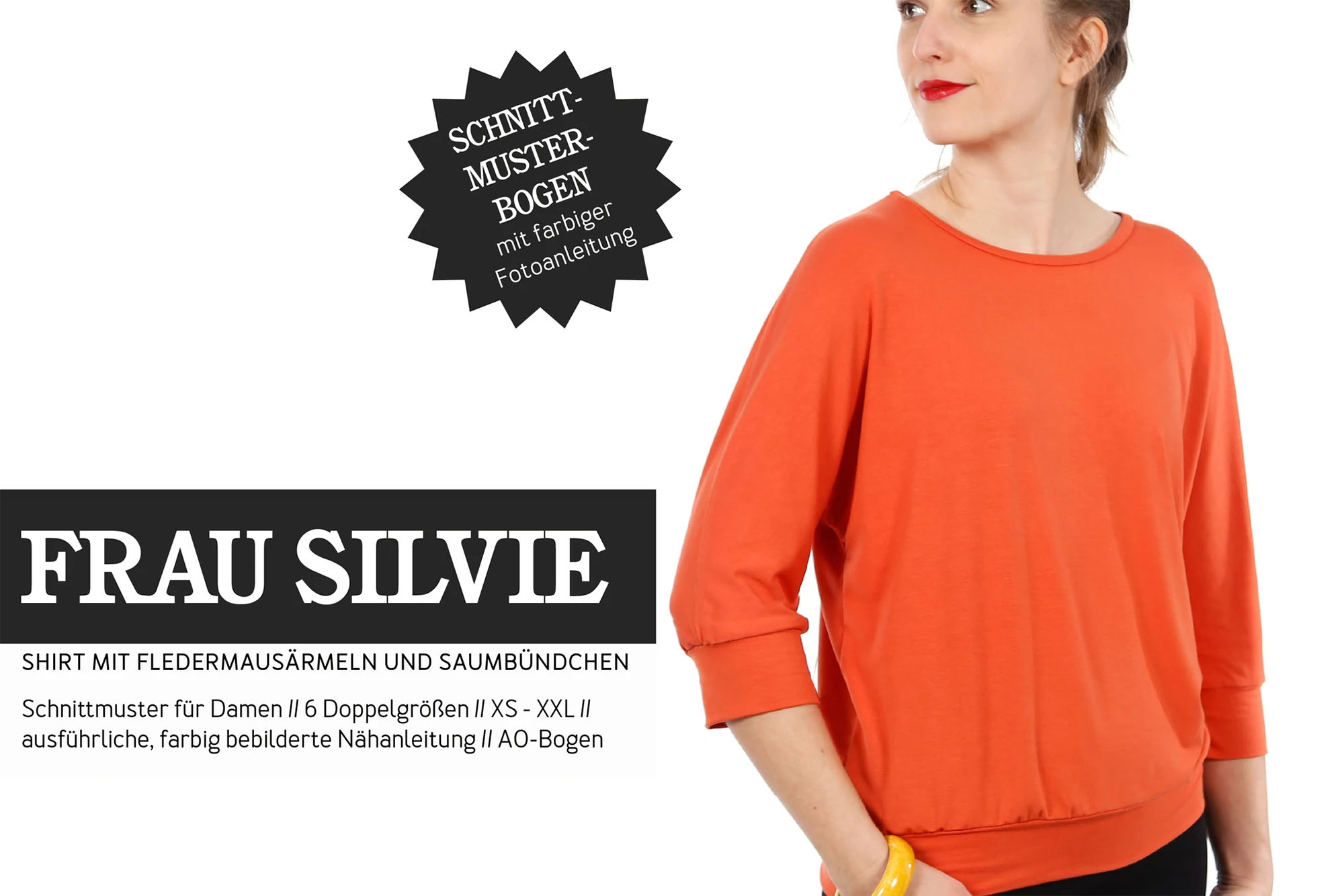 Frau Silvie • Shirt mit Fledermausärmeln und Saumbündchen • Papierschnitt • Schnittreif