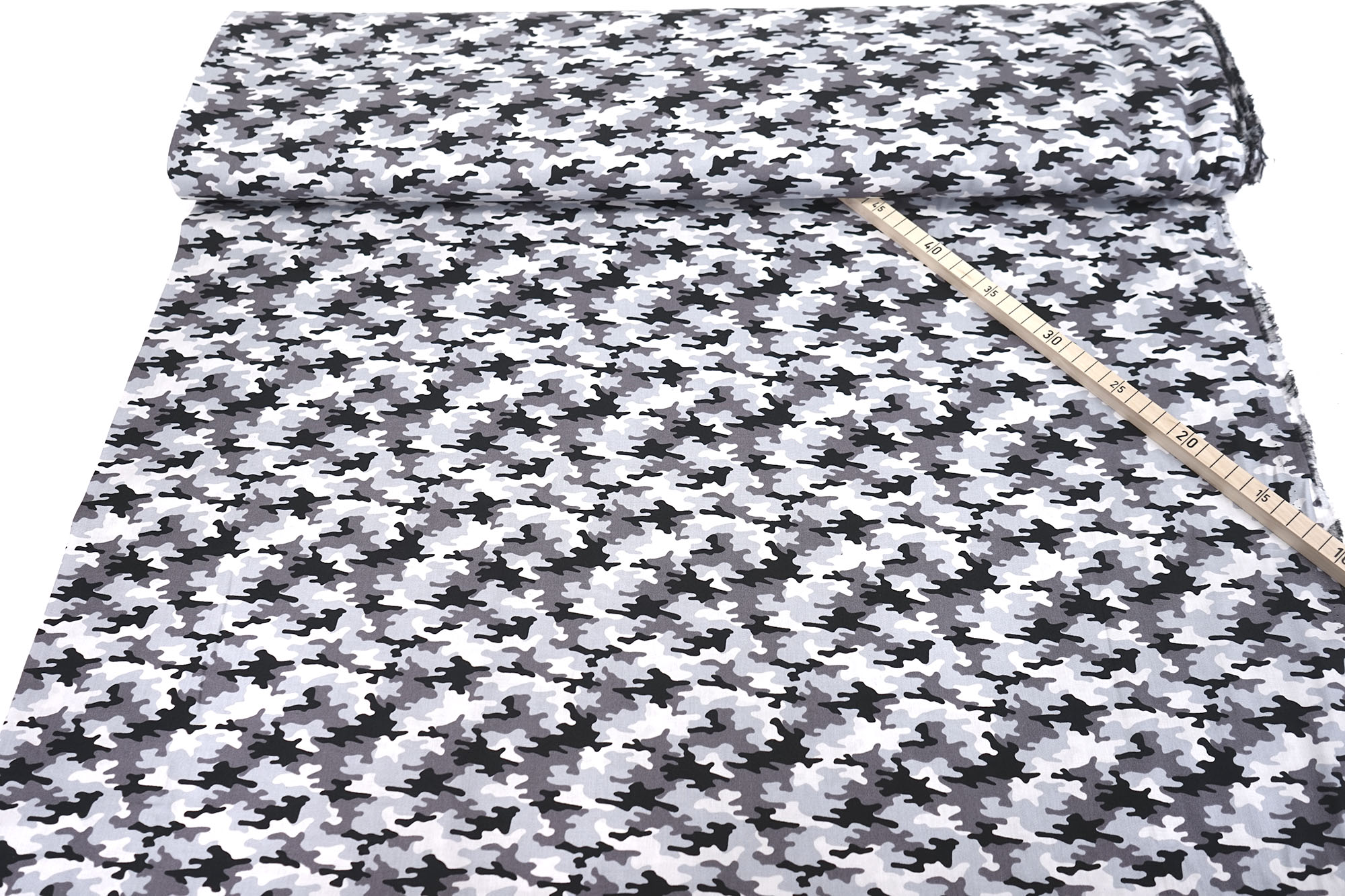 Baumwollstoff • Popeline • Grey Camouflage