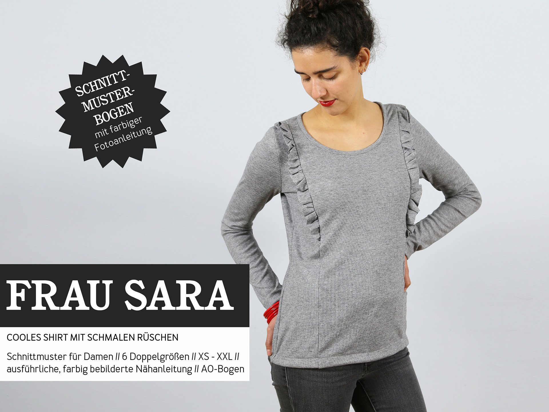 FRAU SARA • Rüschenshirt, Papierschnitt, Deckblatt