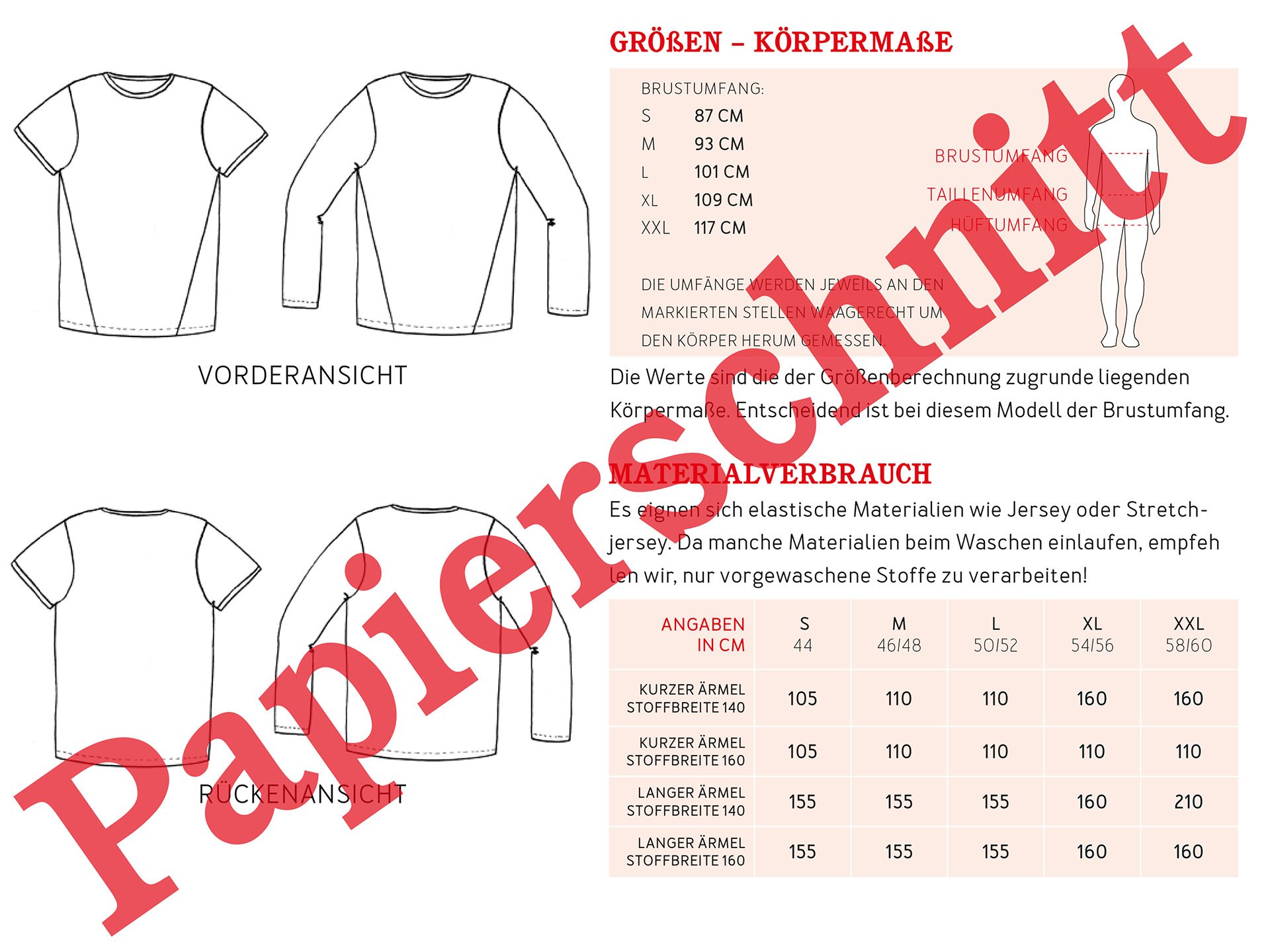 HERR BELA • Shirt schräge Seitennaht, Papierschnitt, Rückseite