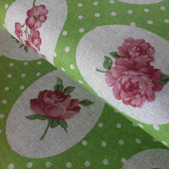 Deko-Stoff Rosen auf kiwi Natur Baumwollstoff