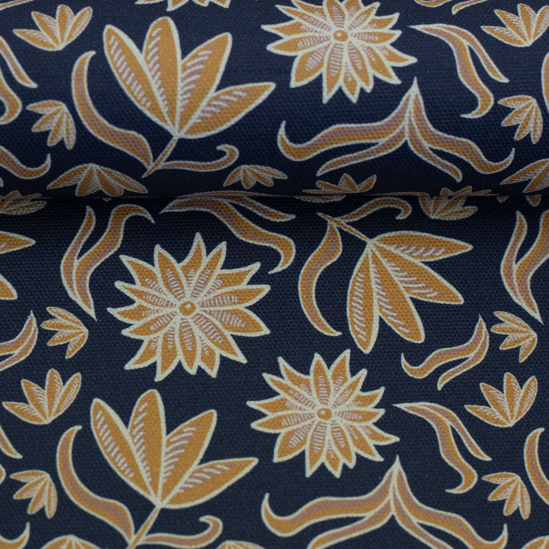 Baumwollcanvas • Retro Flowers • blau