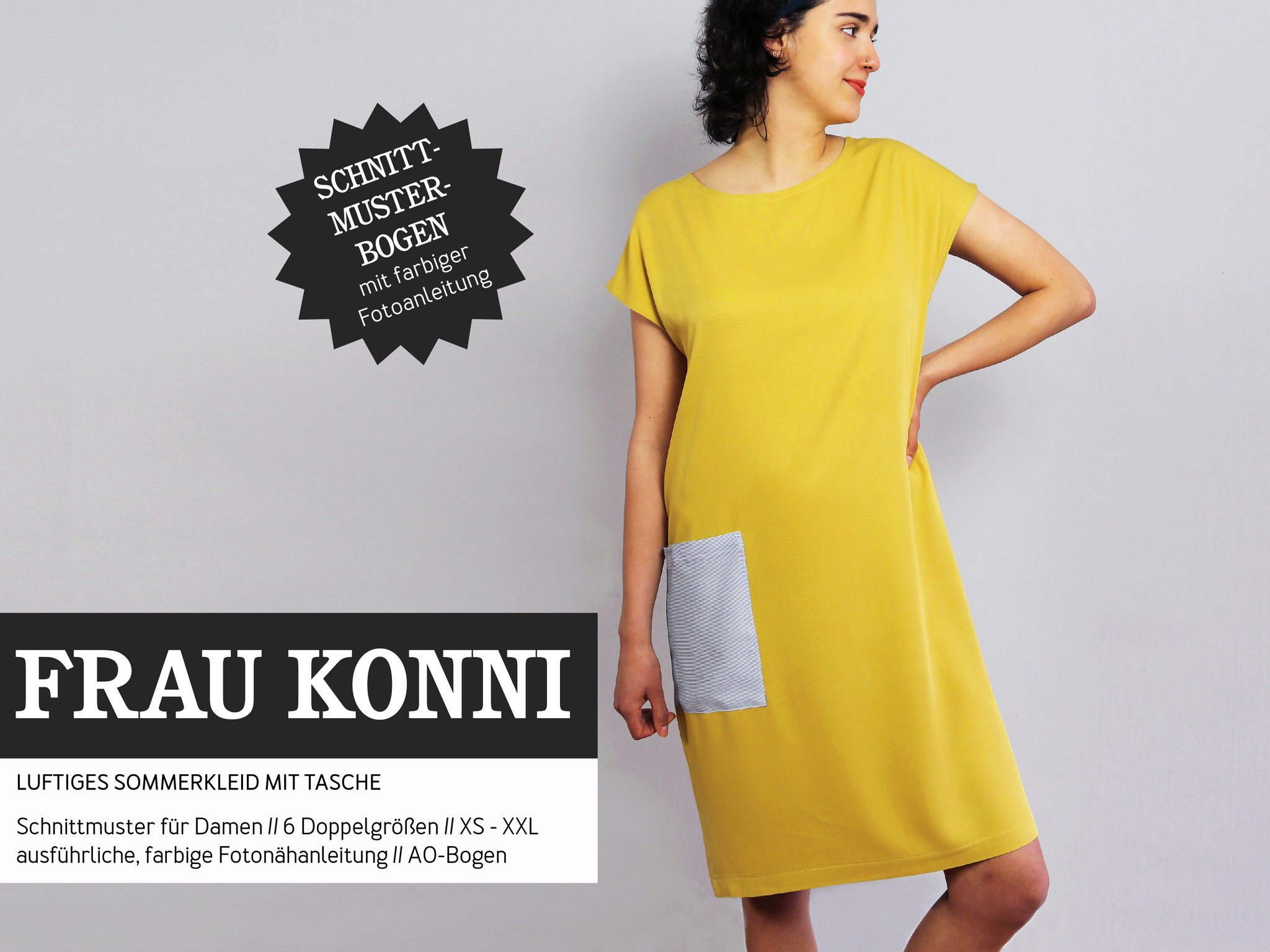 FRAU KONNI • luftiges Sommerkleid mit Tasche, Papierschnitt, Deckblatt