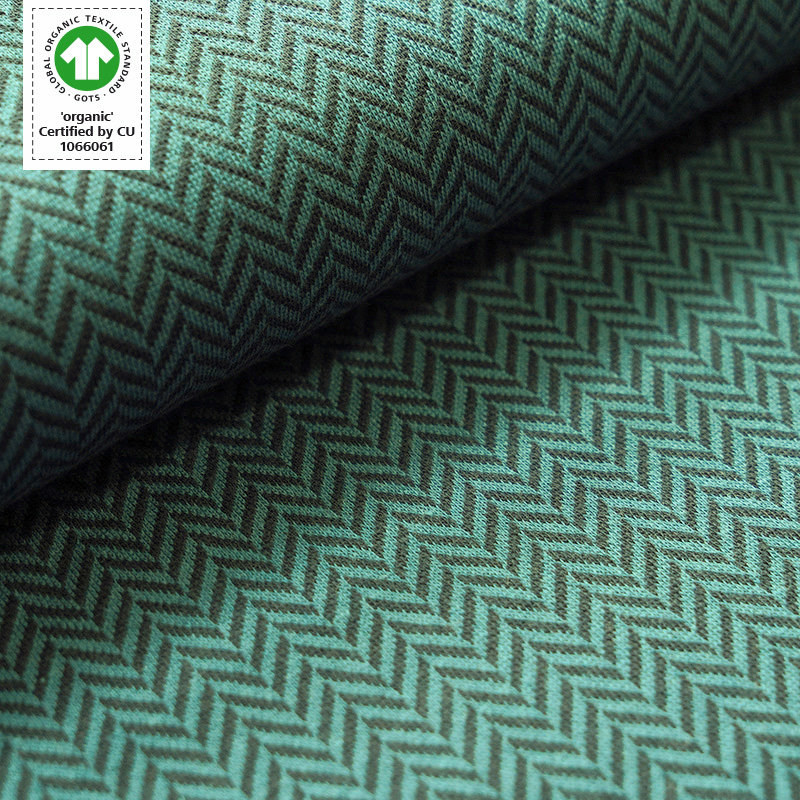 Stoffonkel • Bio-Jacquard • Fischgrät • staubgrün (GOTS)