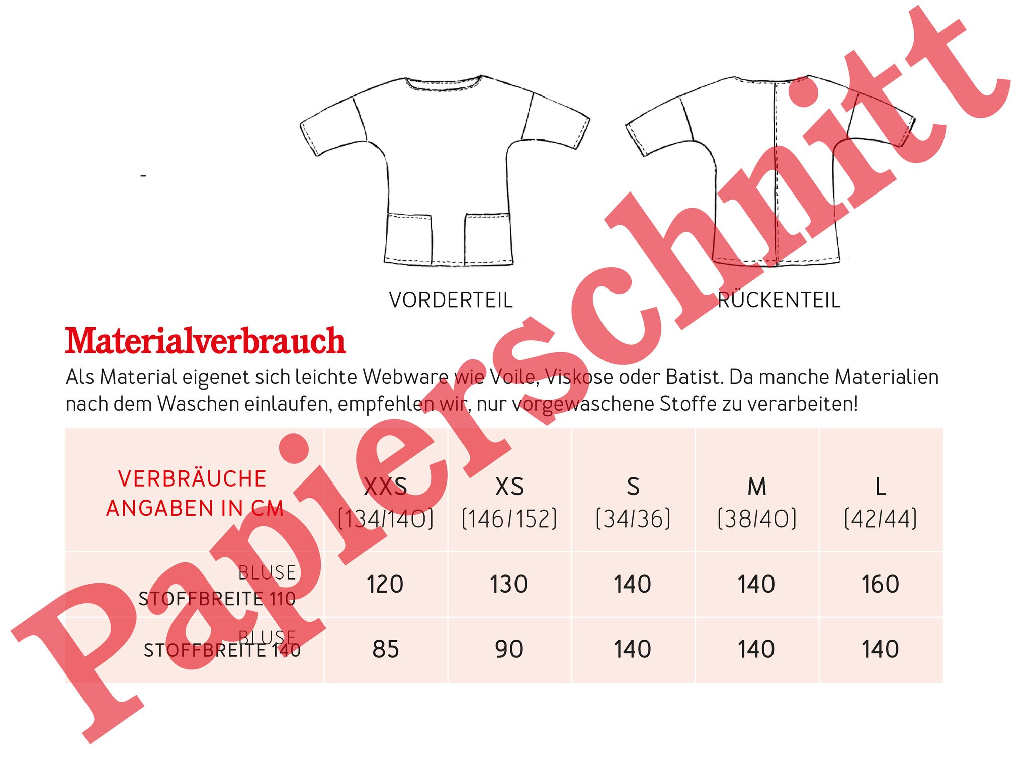 FRAU AIKO • kurze Bluse mit Taschen, Papierschnitt