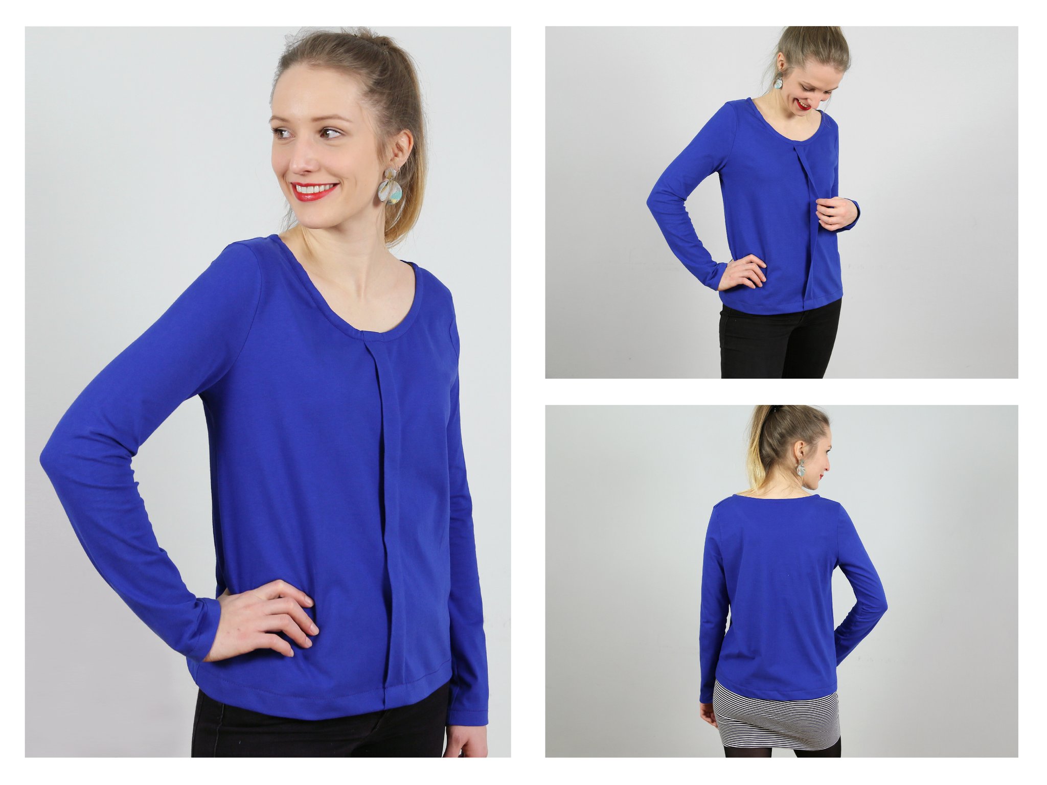 FRAU JELLA • Langarmshirt mit breiter Biese, Papierschnitt, weitere Ansichten
