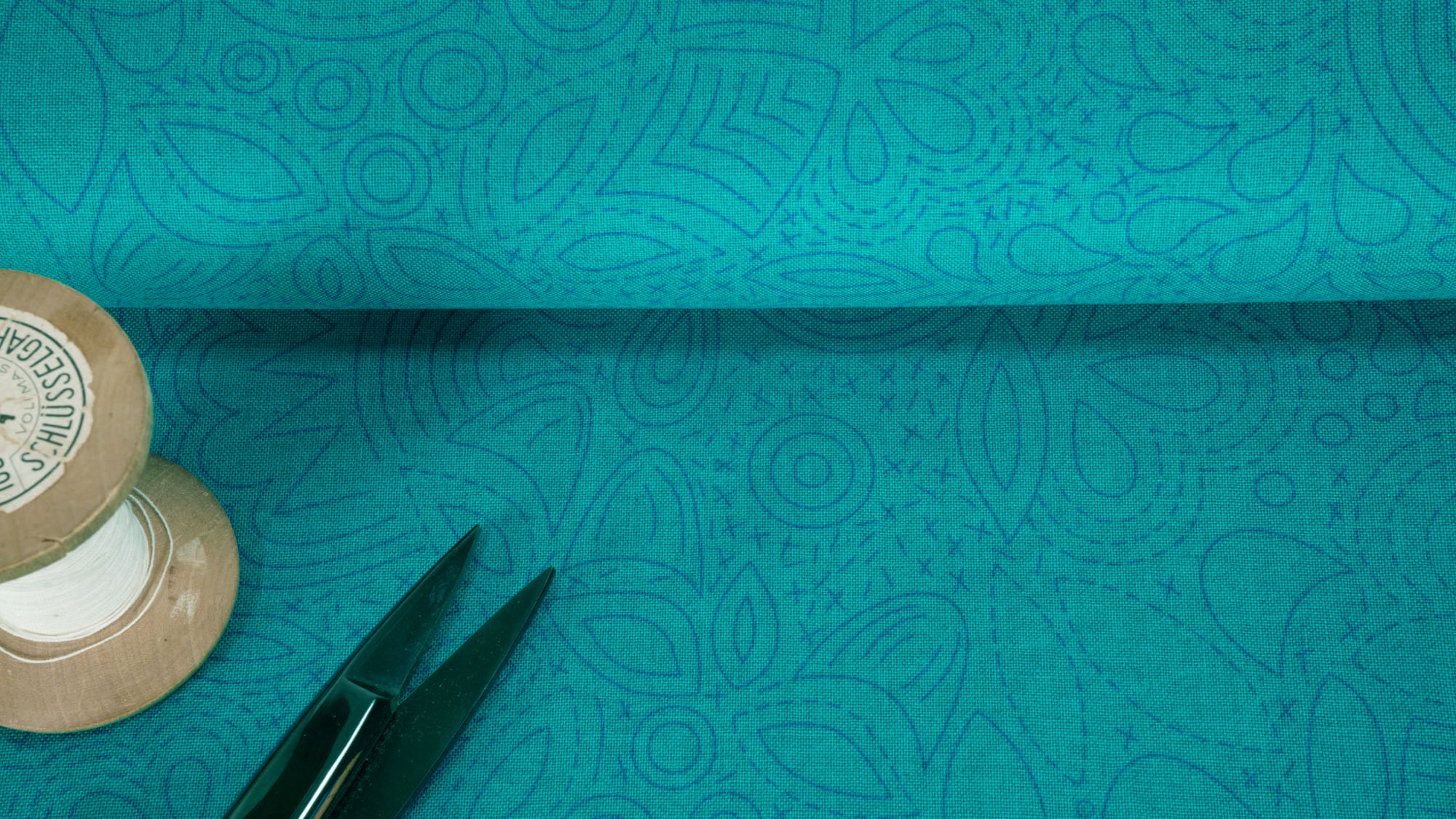 Andover Sunprints Stiched Peacock 2/8450B by Alison Glass