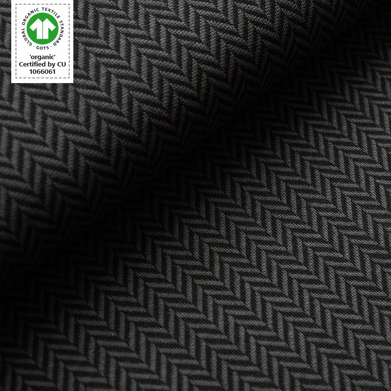 Stoffonkel • Bio-Jacquard • Fischgrät • schwarz (GOTS)