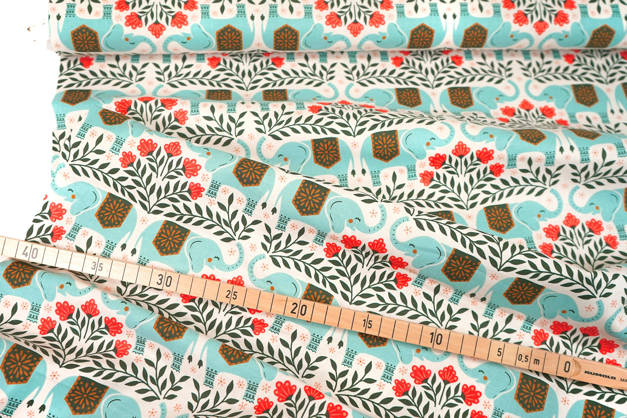 Cotton + Steel • Savanna • Happy Elephants • Hazy Blue Fabric