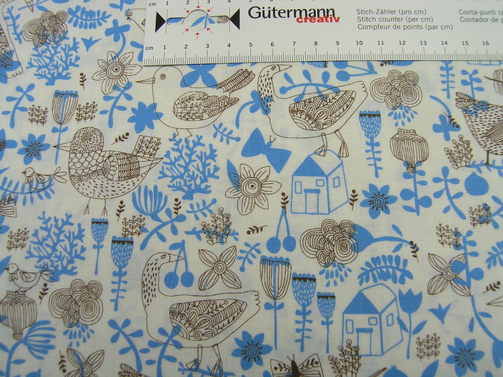 P&B • Village Green • blue birds • Baumwollstoff