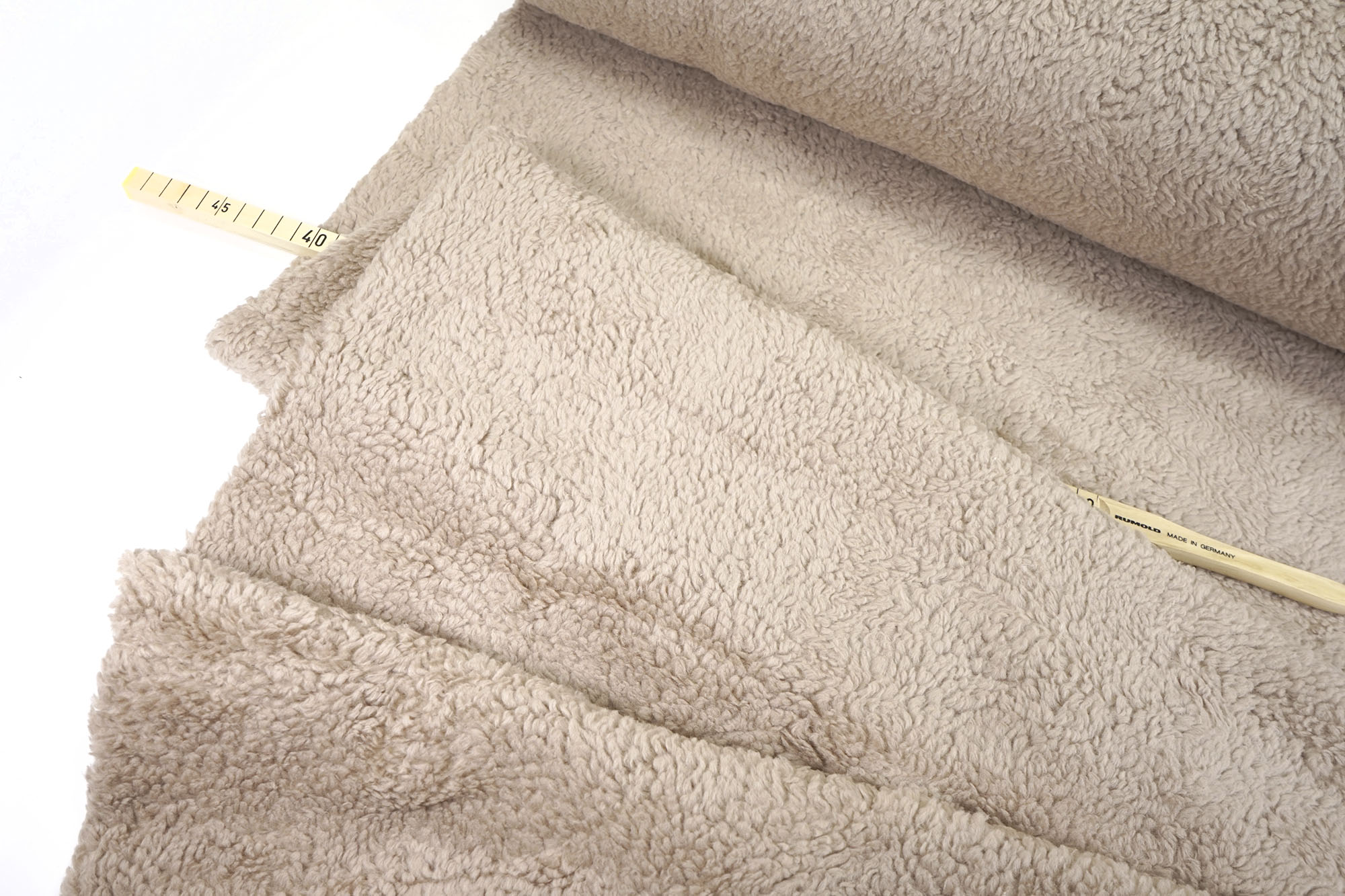 Baumwoll-Teddy • Plüschstoff • beige