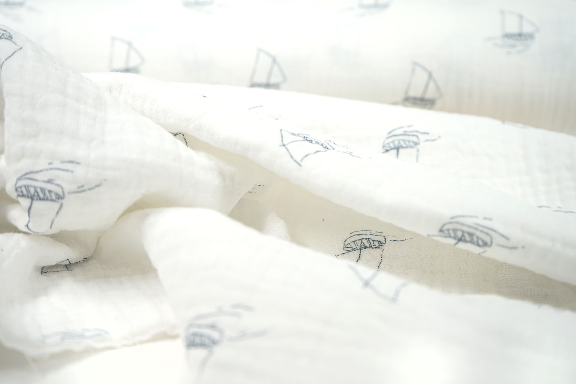 Musselin • Double Gauze • Boats • weiß