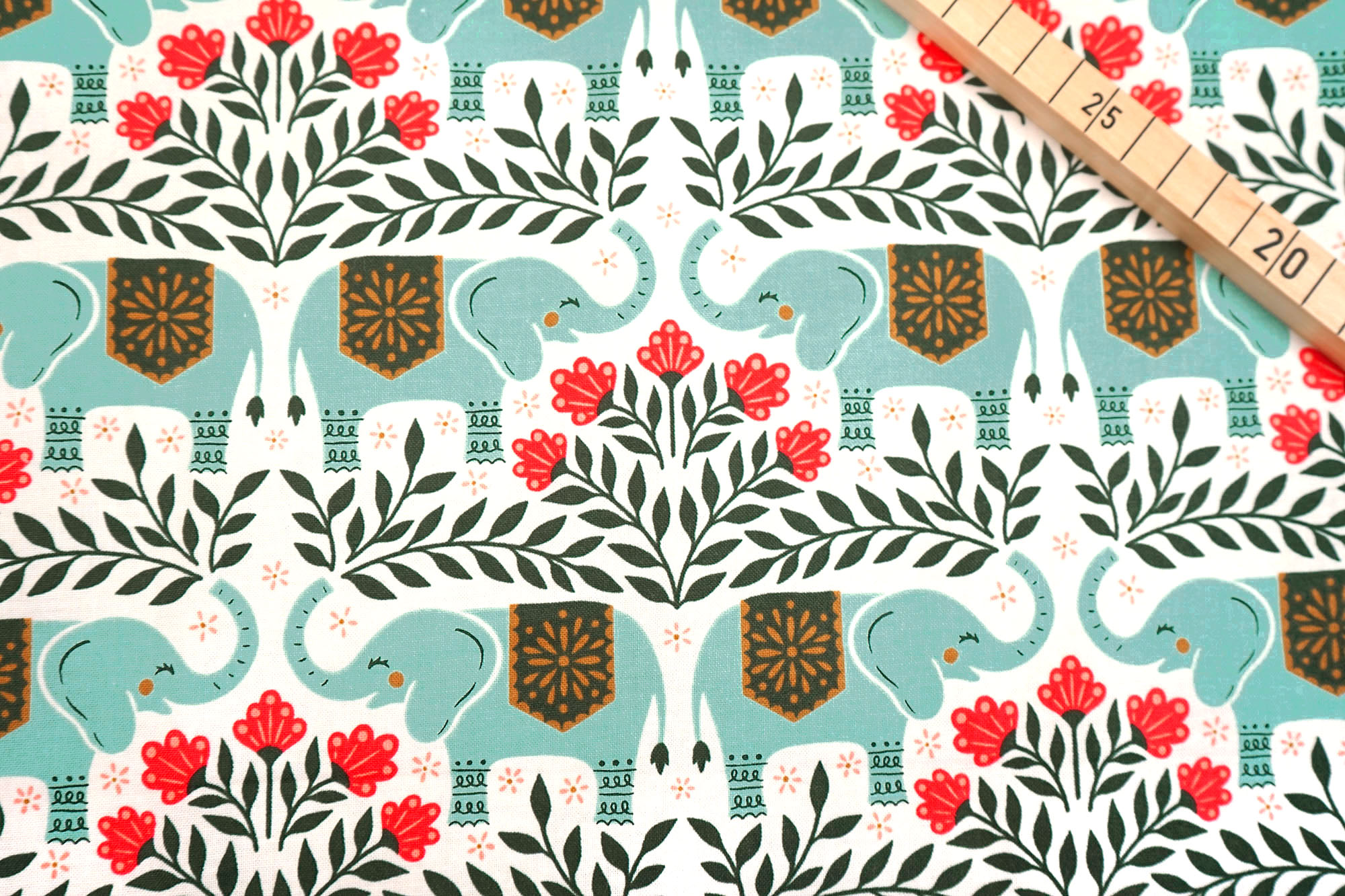 Cotton + Steel • Savanna • Happy Elephants • Hazy Blue Fabric