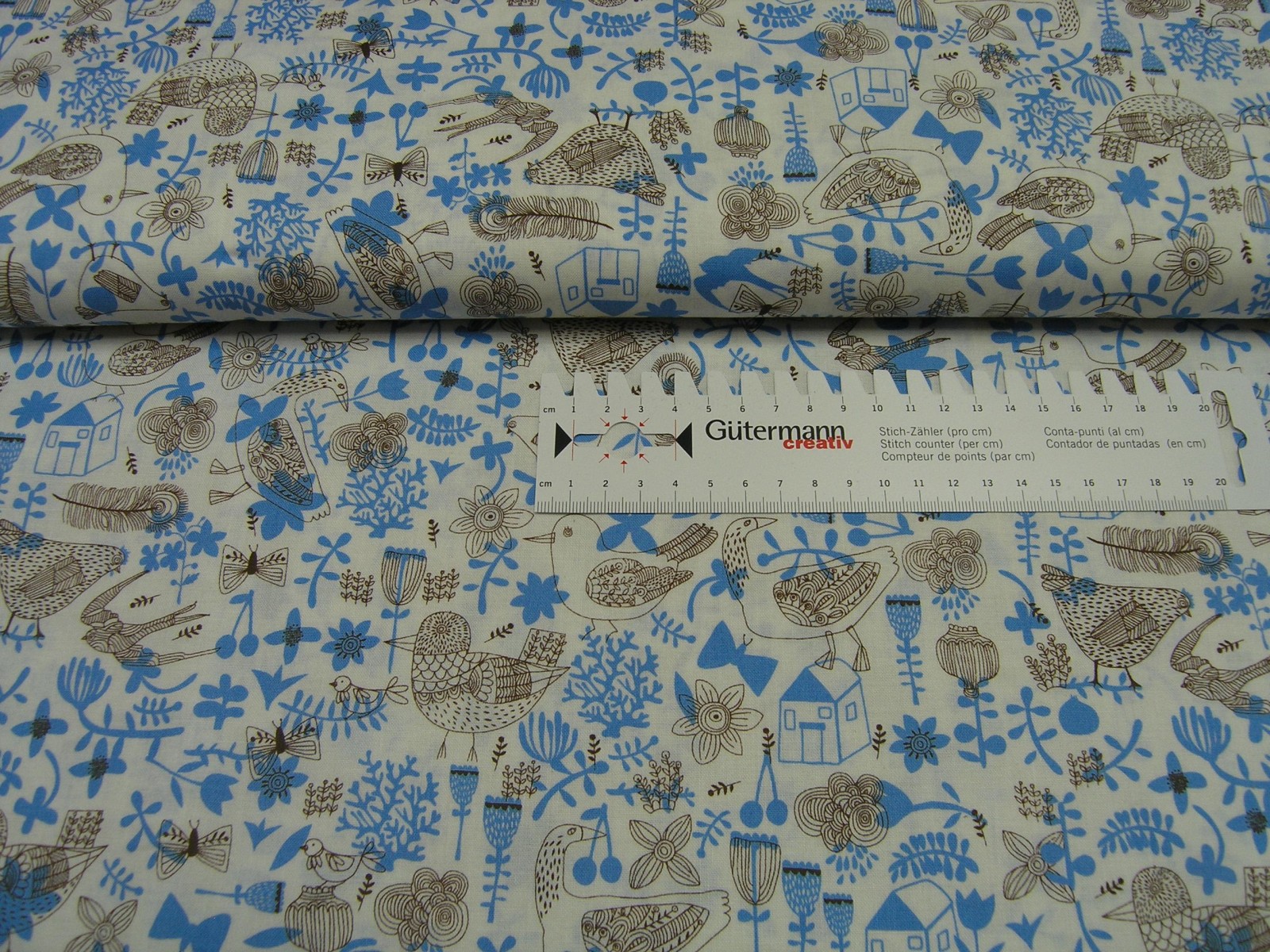 P&B • Village Green • blue birds • Baumwollstoff