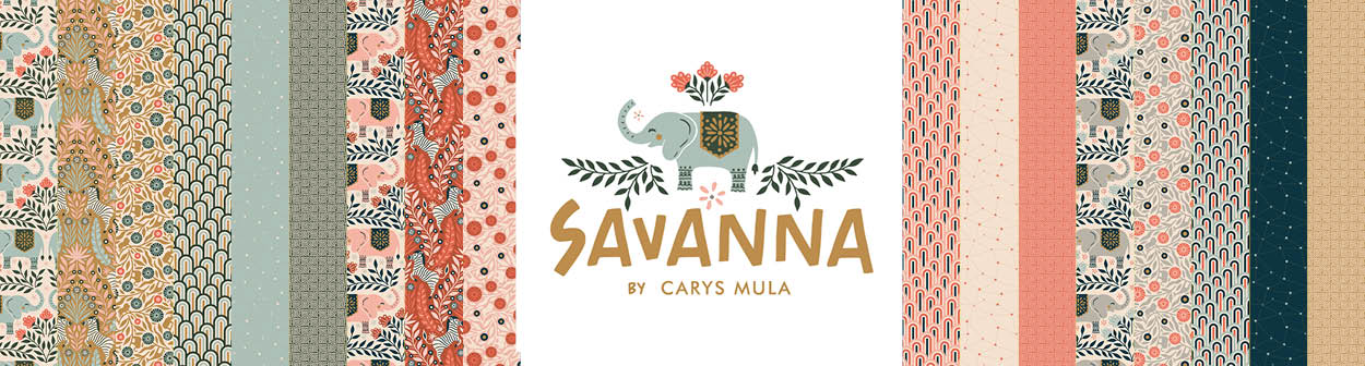 Cotton + Steel • Savanna • Happy Elephants • Hazy Blue Fabric