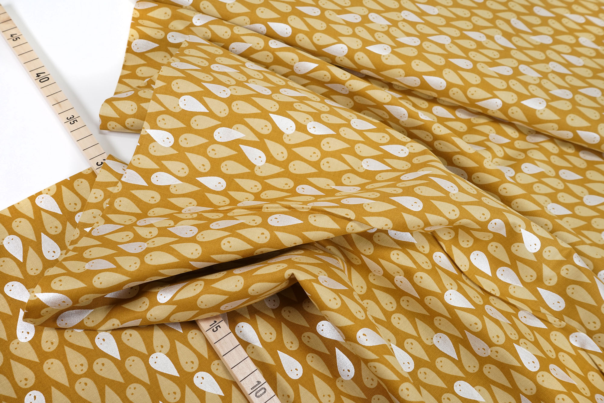 Cotton+Steel • BOO! Ghosties • Mustard • silbermetalic