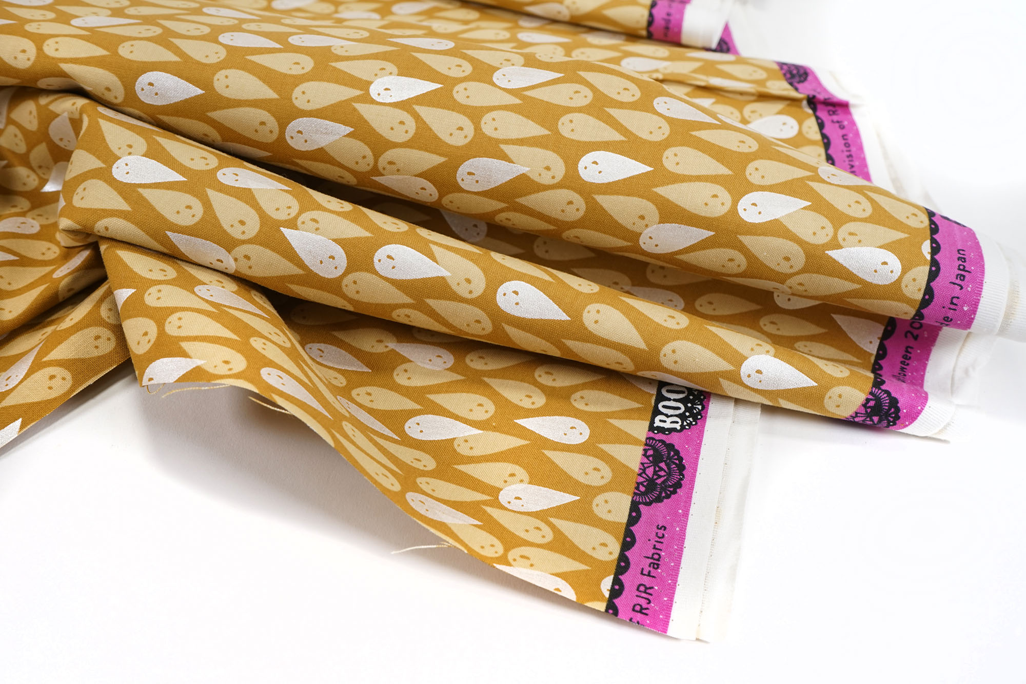 Cotton+Steel • BOO! Ghosties • Mustard • silbermetalic