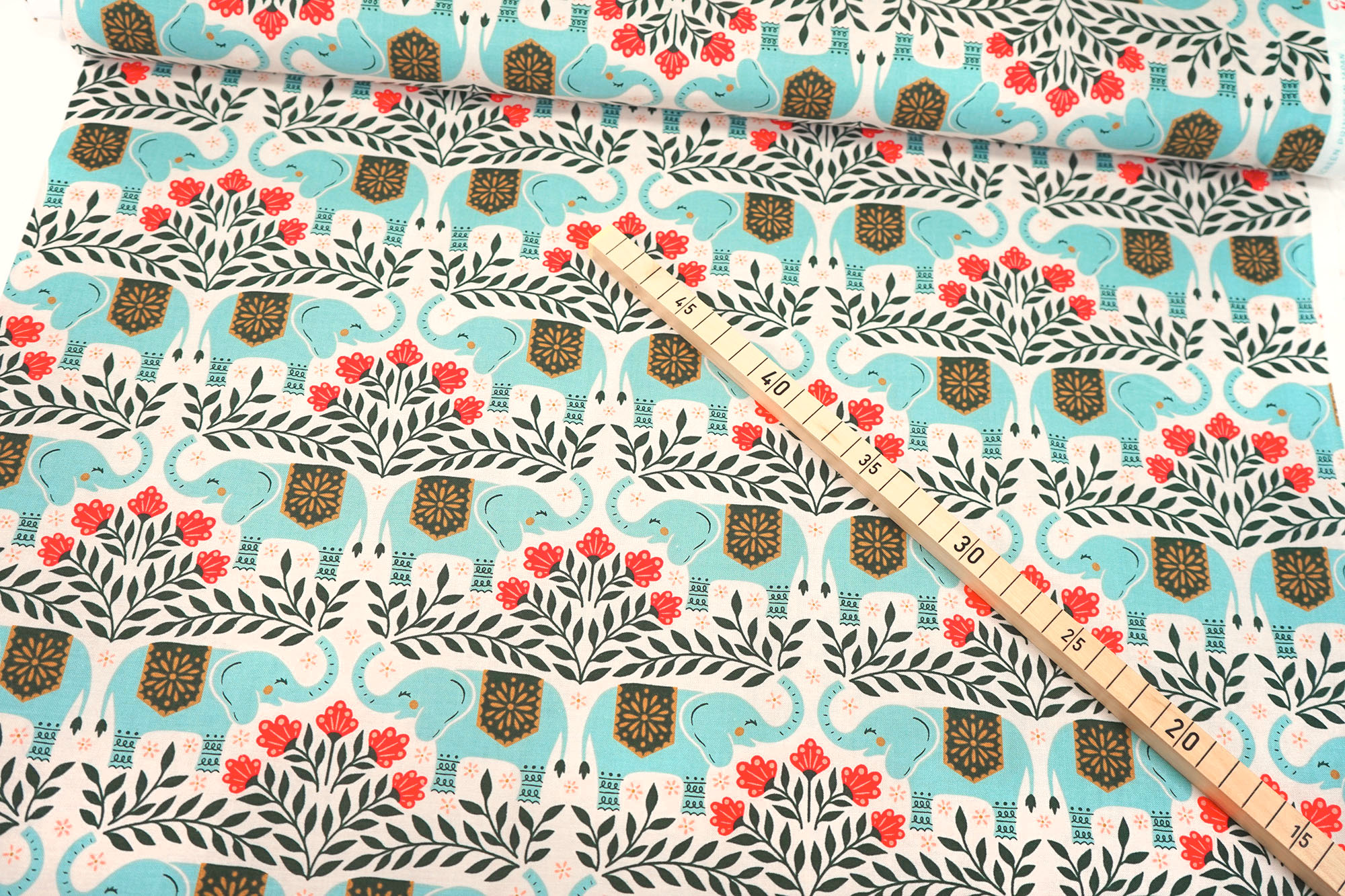 Cotton + Steel • Savanna • Happy Elephants • Hazy Blue Fabric