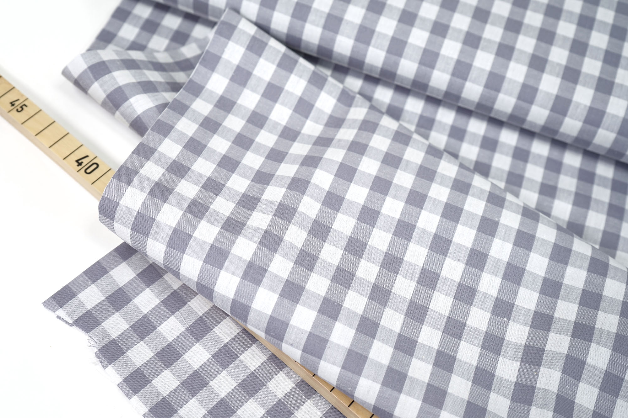 Baumwoll Popeline • Gingham grau • Marin y Carbonell
