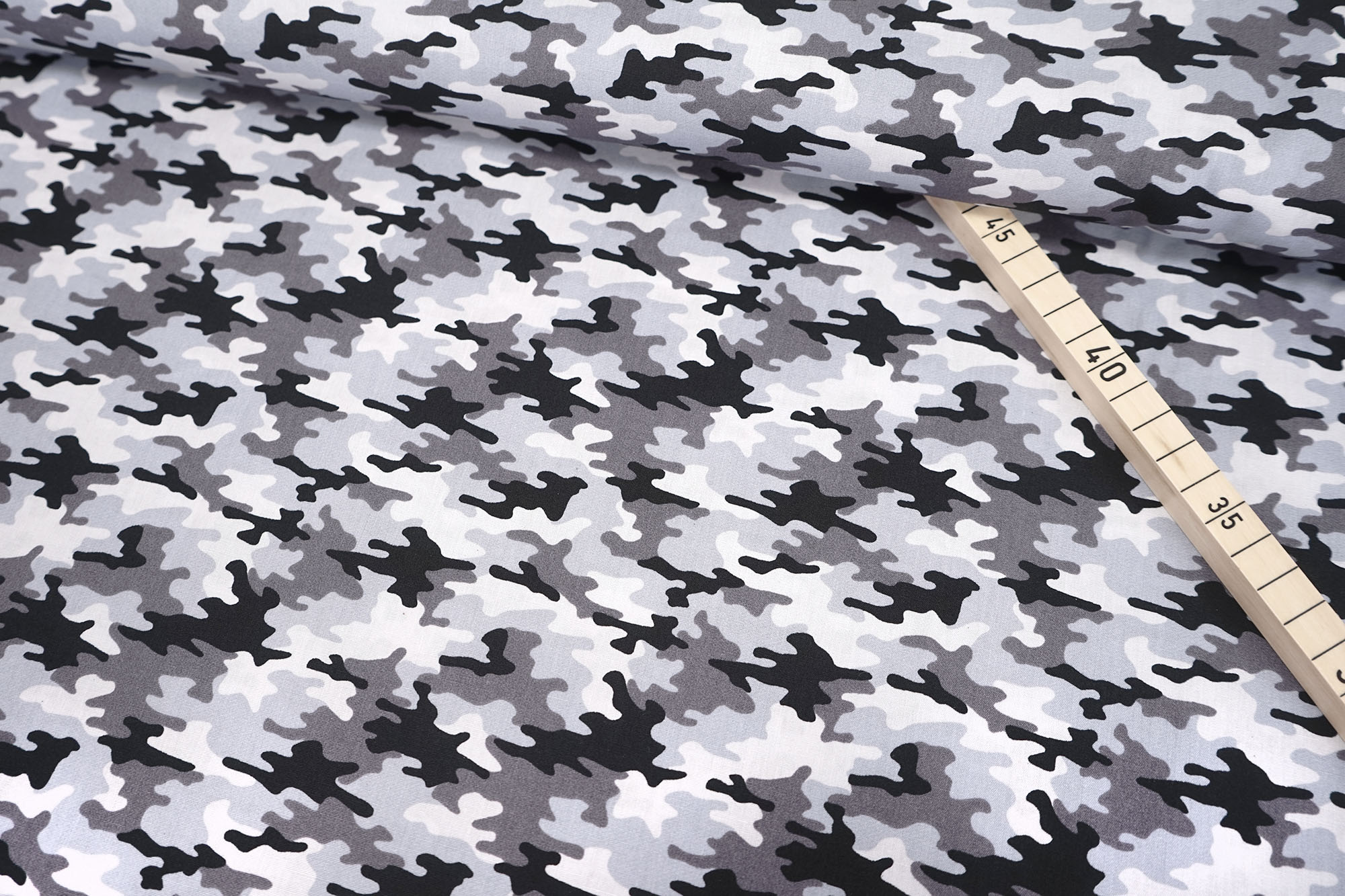 Baumwollstoff • Popeline • Grey Camouflage
