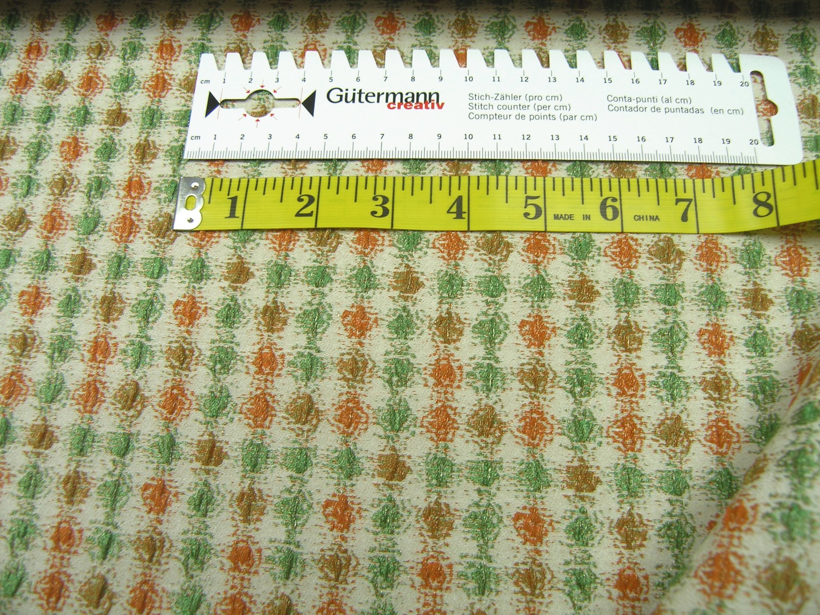 Cloqué • Tupfen • orange / grün •