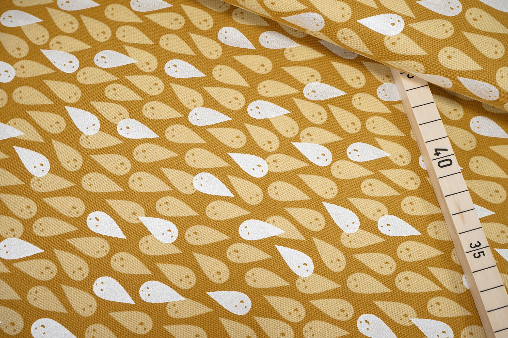 Cotton+Steel • BOO! Ghosties • Mustard • silbermetalic