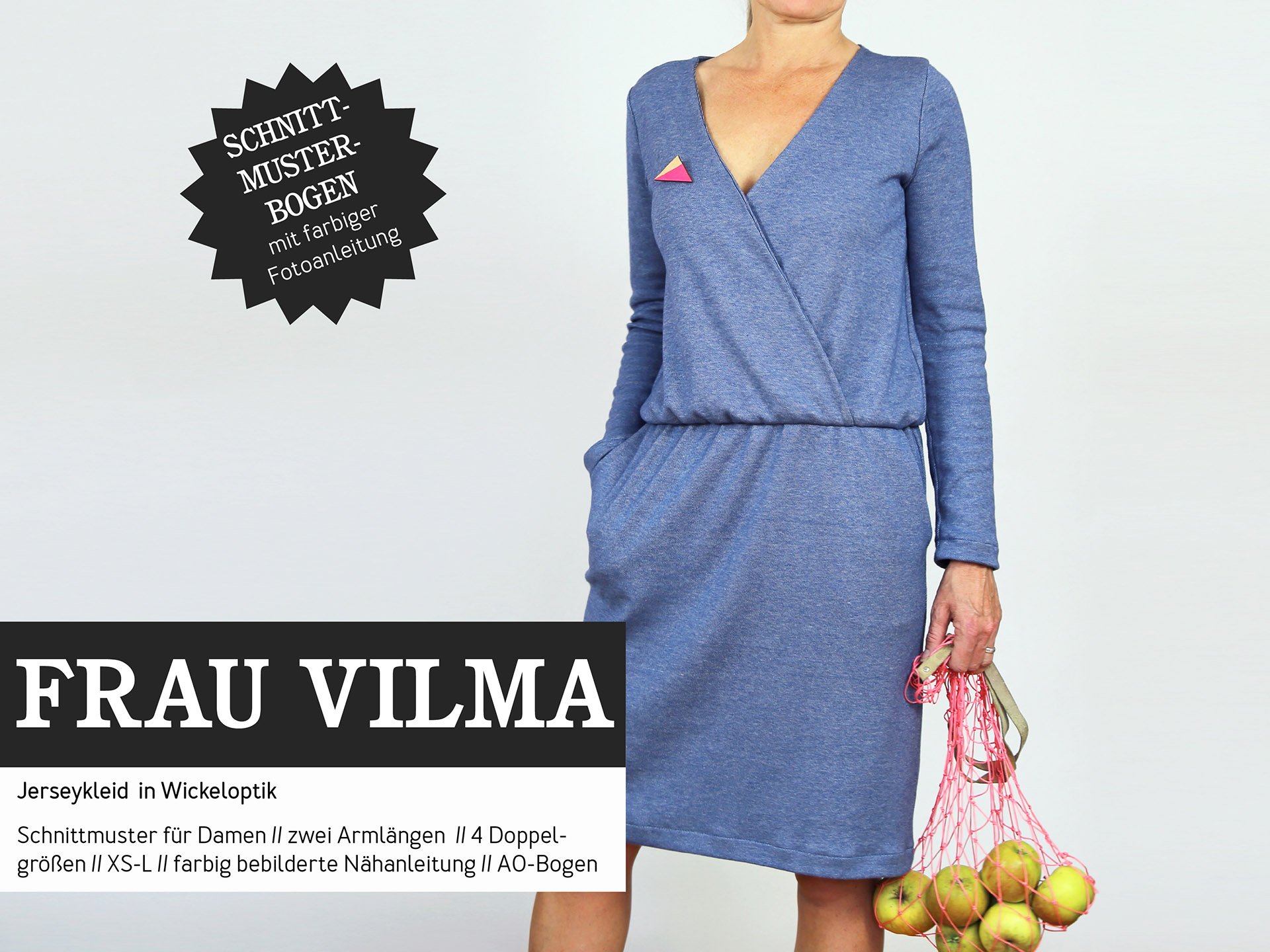FRAU VILMA • Jerseykleid Wickeloptik, Papierschnitt, Deckblatt
