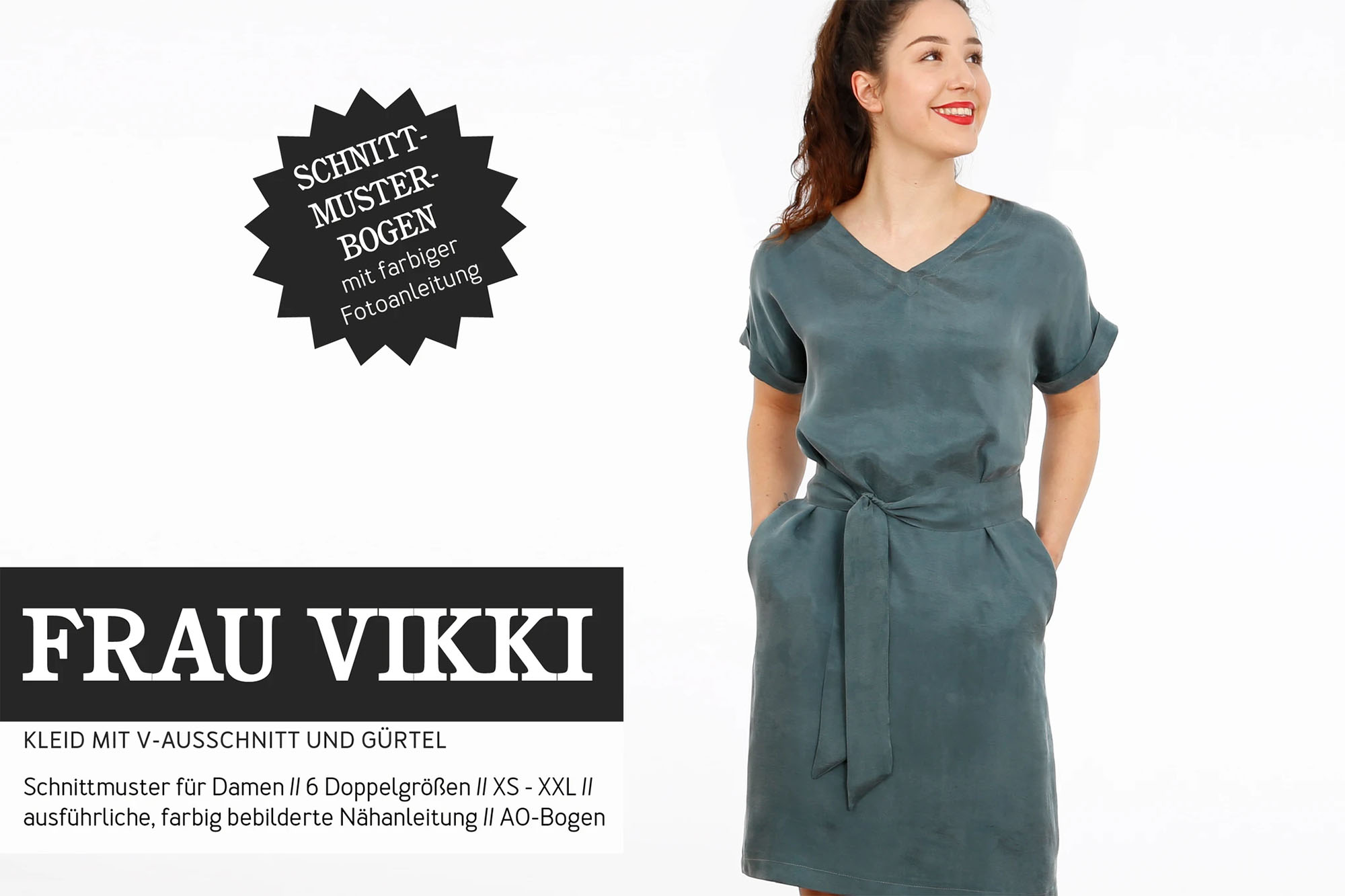 FRAU VIKKI • Kleid mit V-Ausschnitt • Papierschnitt