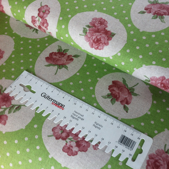 Deko-Stoff Rosen auf kiwi Natur Baumwollstoff