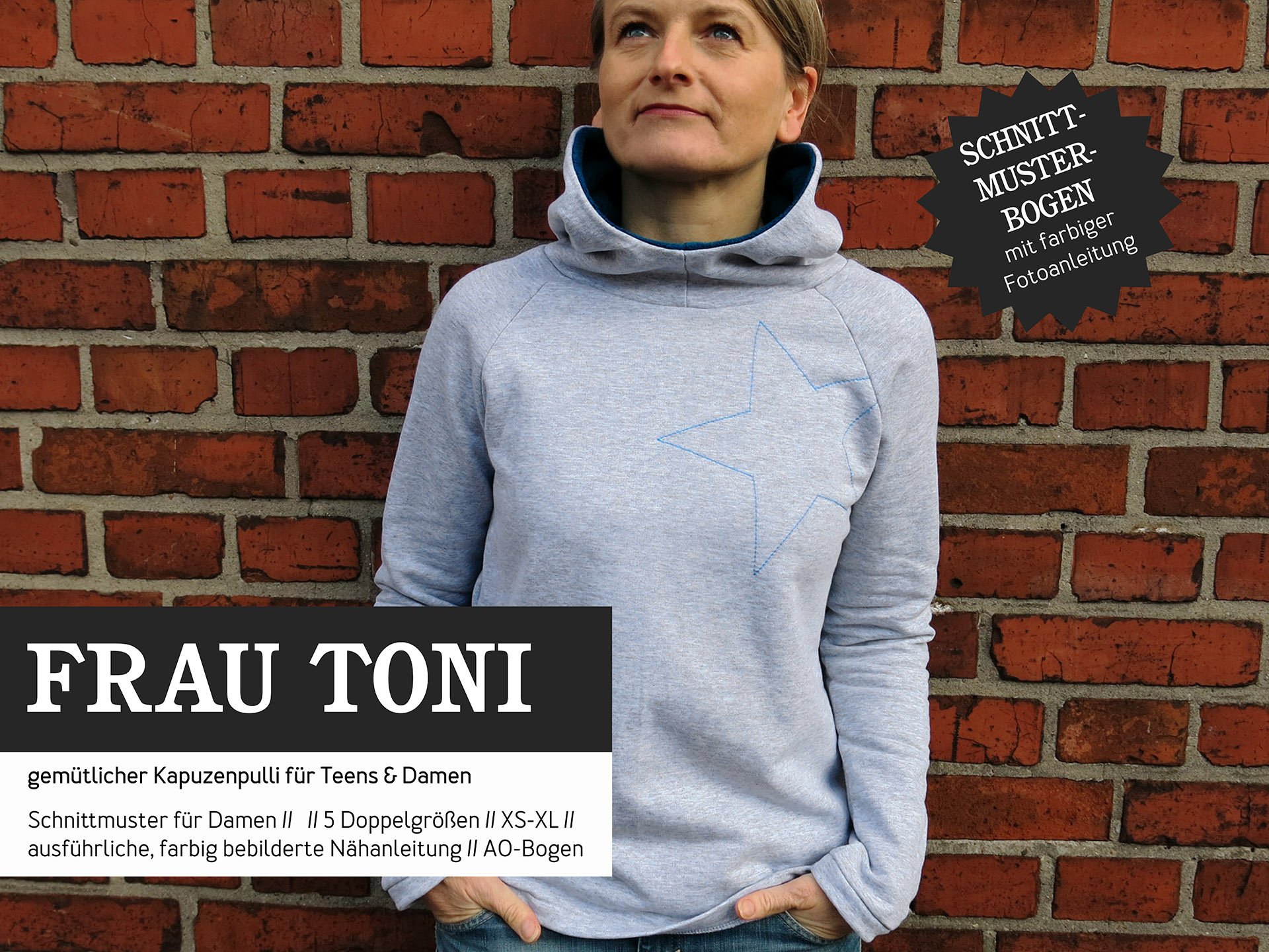 FRAU TONI • Kapuzensweater, Papierschnitt, Deckblatt