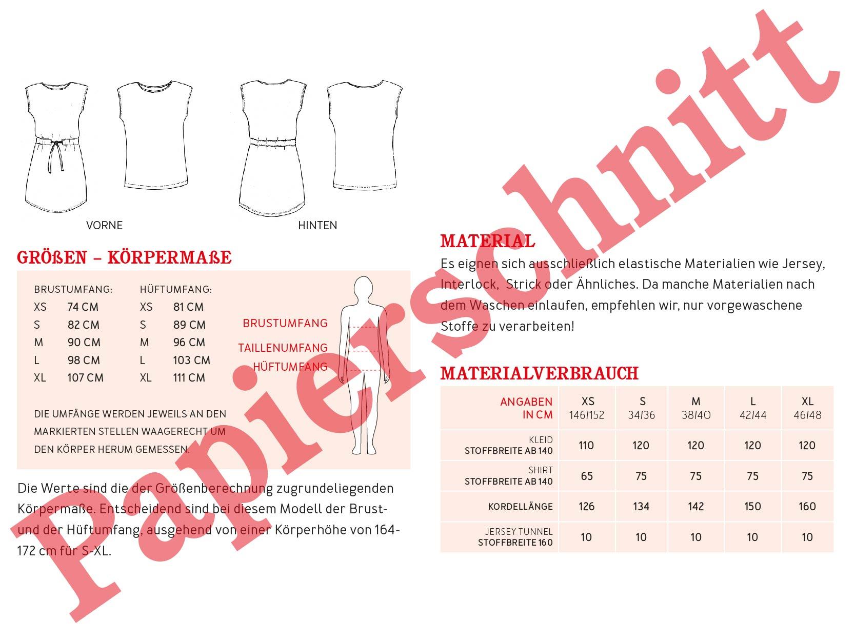 FRAU JULIE • Jerseykleid & Shirt, Papierschnitt, kleingedrucktes