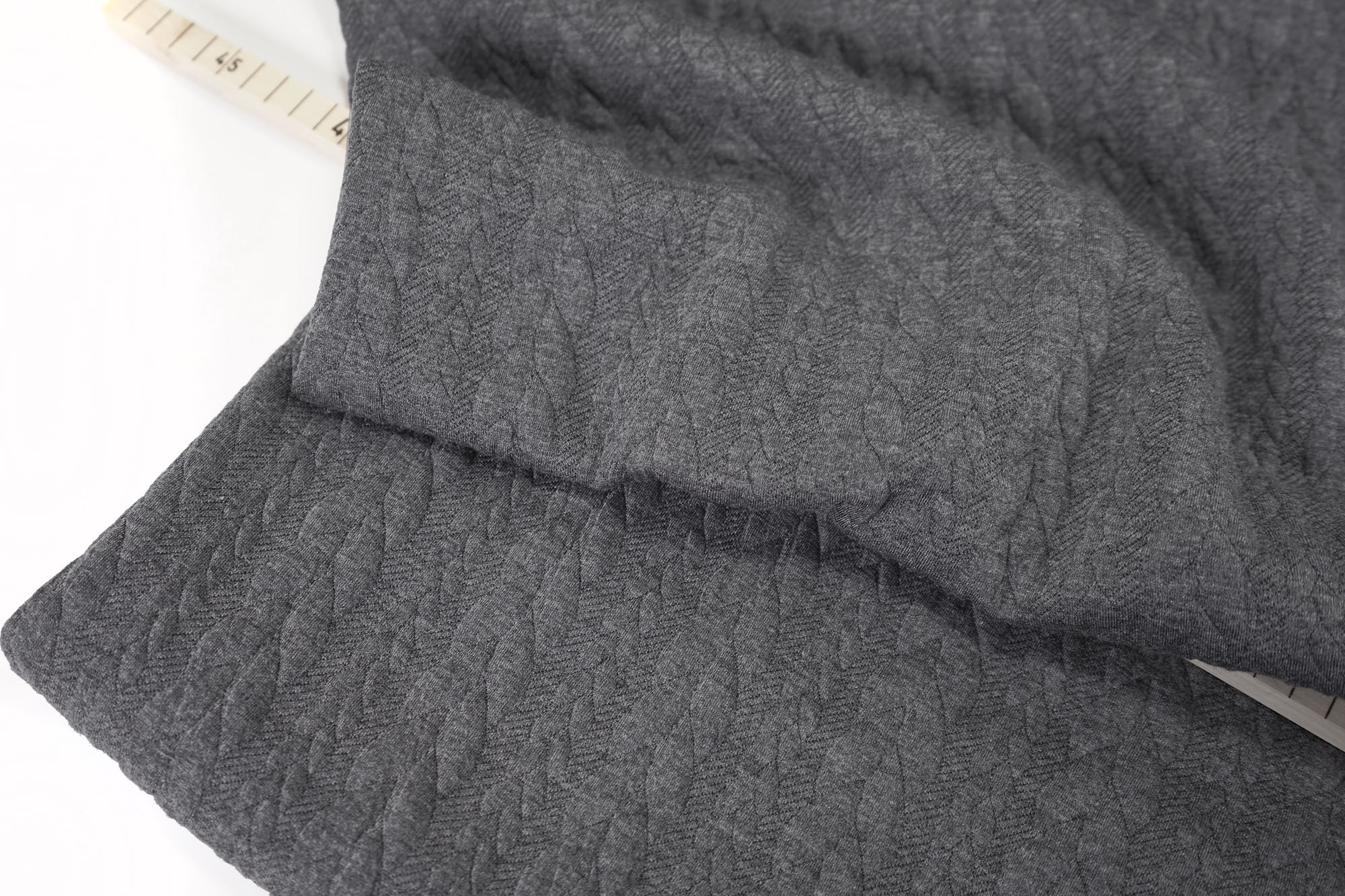 Jacquardjersey • Cloqué • Zopfmuster • dunkelgrau