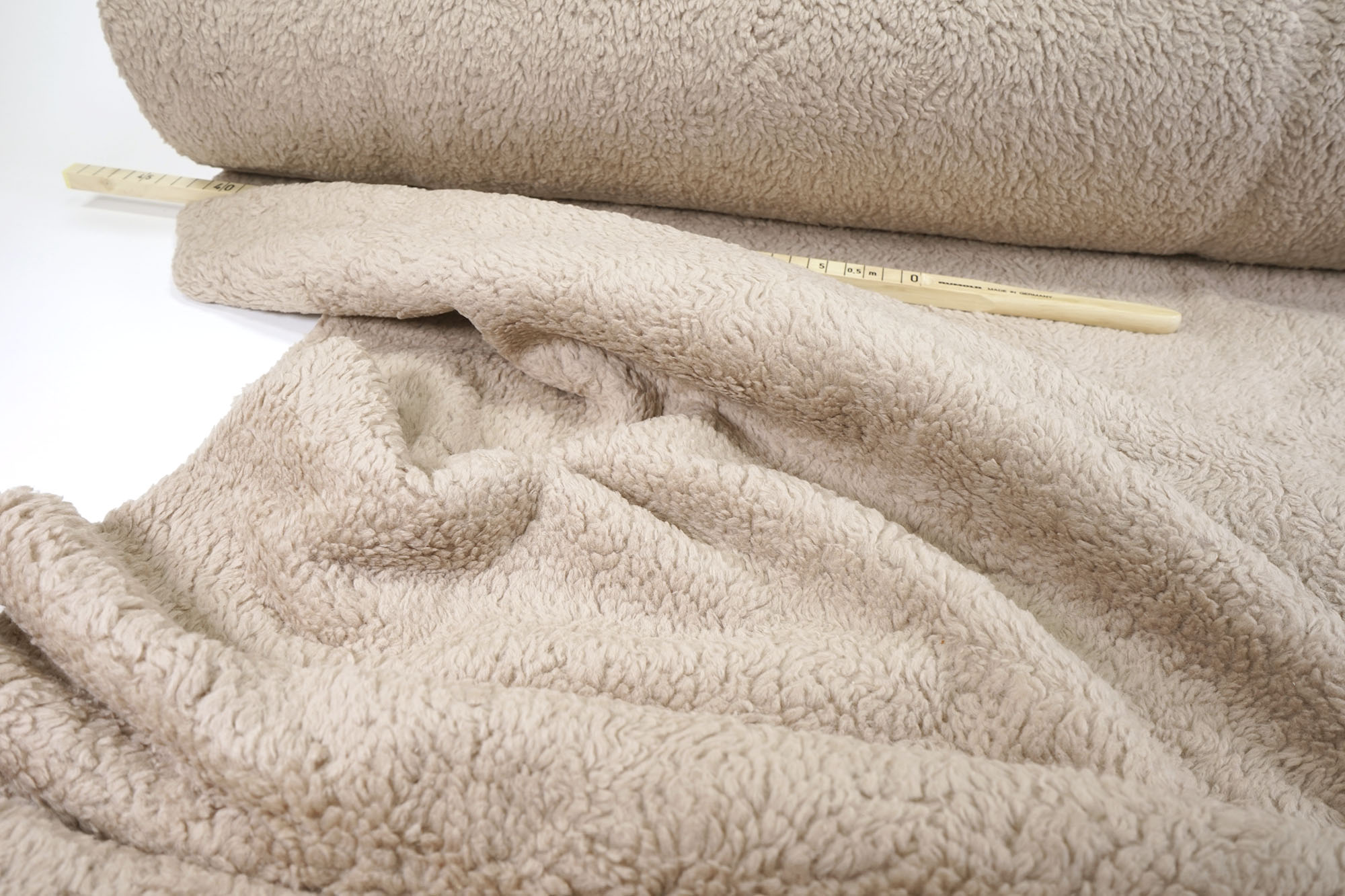 Baumwoll-Teddy • Plüschstoff • beige