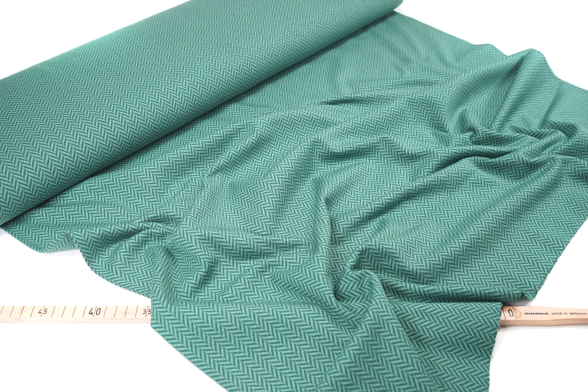 Stoffonkel • Bio-Jacquard • Fischgrät • staubgrün (GOTS)
