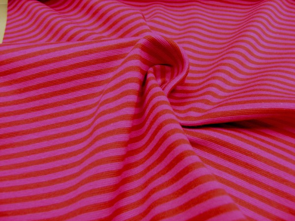 Bündchen rot/pink Baumwoll Jersey glatt gestreift OEKO-TEX® Standard 100