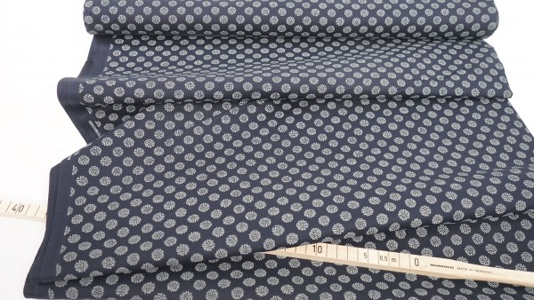 Baumwollstoff • Cosmo Textile • Japanischer Blaudruck • Kiku • Indigo