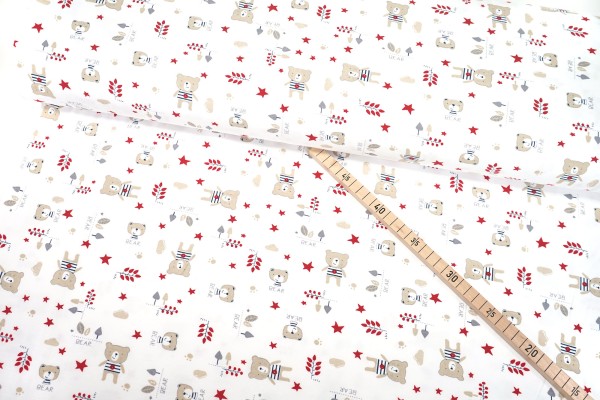 Baumwolljersey • Bär mit Sternen • weiß