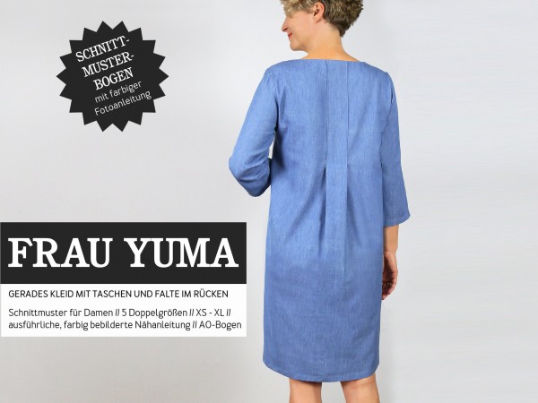 FRAU YUMA • Kleid mit Rückenfalte, Papierschnitt, Deckblatt