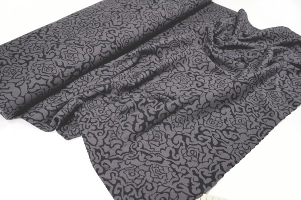 Stoffonkel • Bio-Jacquard • Gothic Roses • dgrau (GOTS)